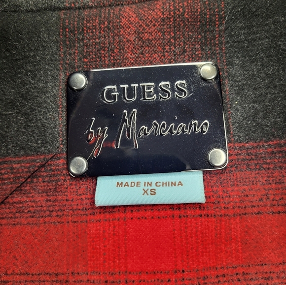 Guess by Marciano Red & Black Peplum Jacket with Leather Trim - Size XS A38 - Picture 8 of 11